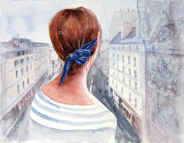 Schilderij getiteld "Morning in Paris" door Anastassiya Suslova, Origineel Kunstwerk, Aquarel