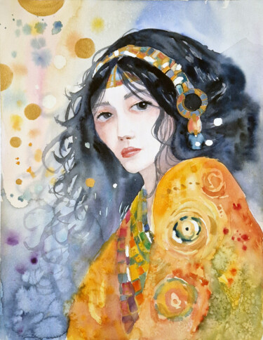 Painting titled "Asiacentrism #1 Por…" by Anastassiya Suslova, Original Artwork, Watercolor