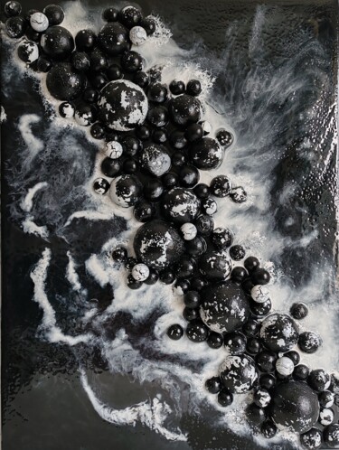 Painting titled "Galaxy of Shadows" by Anasteysha Litvinok, Original Artwork, Acrylic Mounted on Wood Stretcher frame