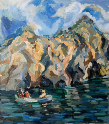 Painting titled "Favignana" by Anatassia Markovskaya, Original Artwork, Oil Mounted on Wood Stretcher frame