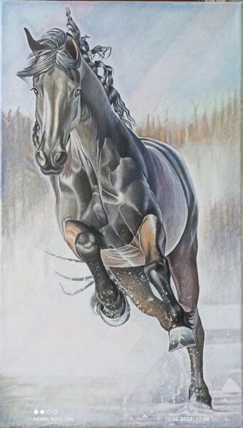 "Чорая лошадь на сне…" başlıklı Tablo Anatoli Caftaev tarafından, Orijinal sanat, Petrol