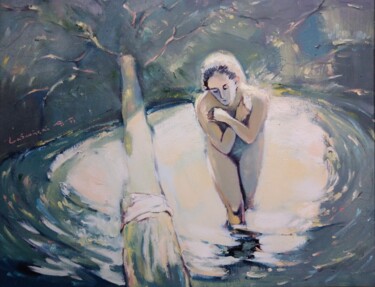 Painting titled "Cold Water" by Anatoli Labkouski, Original Artwork, Oil Mounted on Wood Stretcher frame