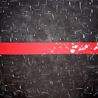 Painting titled "Red Line" by Anatolii Kazymyrchuk, Original Artwork, Acrylic Mounted on Wood Stretcher frame