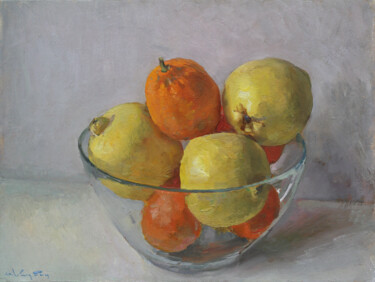 Ζωγραφική με τίτλο "Quince and lemons" από Анатолий Коробкин, Αυθεντικά έργα τέχνης, Λάδι