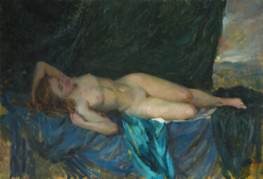 Painting titled "Nude girl.Etude" by Anatolii Korobkin, Original Artwork, Oil