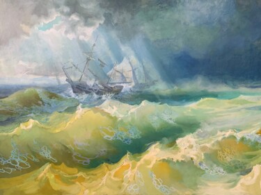 Painting titled "Storm in Crimea" by Anatolii Tokarev, Original Artwork, Oil