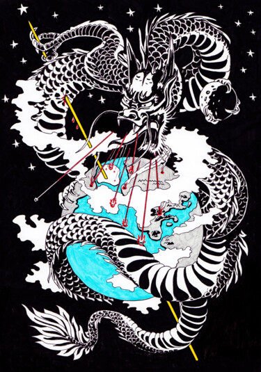 「Constellation Dragon」というタイトルの描画 Anatoliy Korchinovによって, オリジナルのアートワーク, マーカー