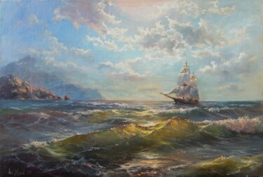 Pittura intitolato "Sea fantasy contre-…" da Anatoliy Nozdrin, Opera d'arte originale, Olio Montato su Cartone