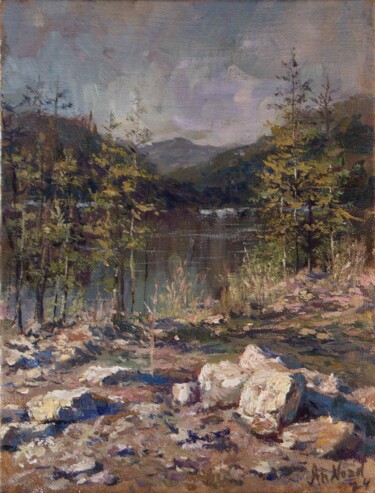 Malarstwo zatytułowany „Etude of rocks near…” autorstwa Anatoliy Nozdrin, Oryginalna praca, Olej