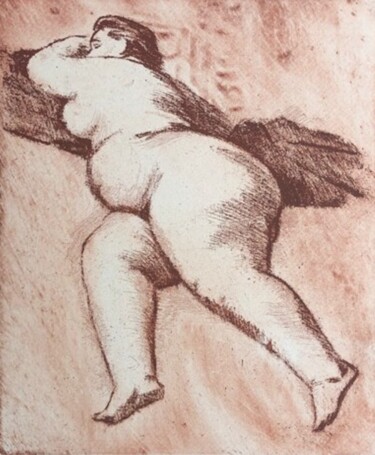 Druckgrafik mit dem Titel "Nude woman" von Anatoliy Yovlev, Original-Kunstwerk, Radierung
