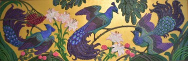 Γλυπτική με τίτλο "Birds of paradise I" από Anatoly Popov, Αυθεντικά έργα τέχνης, Ακρυλικό Τοποθετήθηκε στο Ξύλινο πάνελ