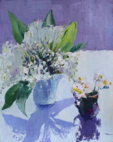 Painting titled "Lilies of the valle…" by Volha Milashevich, Original Artwork, Oil