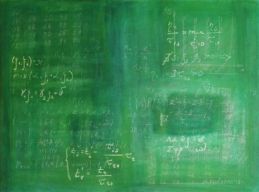 Schilderij getiteld "Blackboard with adv…" door Anastasia Vasilyeva, Origineel Kunstwerk, Acryl