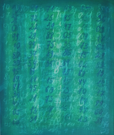 Painting titled "Small green field w…" by Anastasia Vasilyeva, Original Artwork, Acrylic Mounted on Wood Stretcher frame