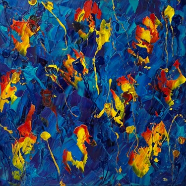 Pintura intitulada "La notte ardente" por Anca Todrican, Obras de arte originais, Acrílico Montado em Armação em madeira