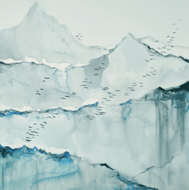 Peinture intitulée "Misty mountains" par Andjela Milosevic, Œuvre d'art originale, Aquarelle Monté sur Châssis en bois
