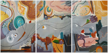 Картина под названием "Busy streets Tripty…" - Andjela Milosevic, Подлинное произведение искусства, Акрил Установлен на Дере…