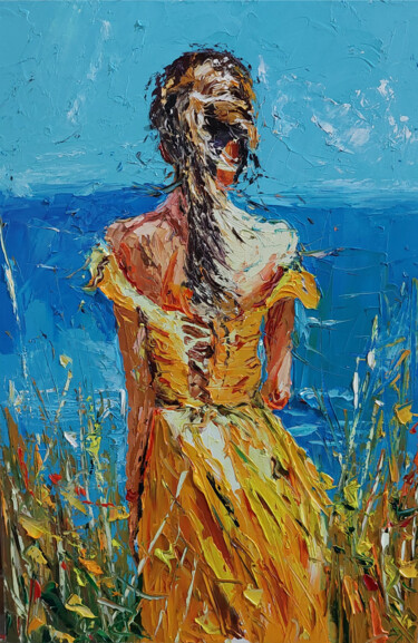 Painting titled "Golden Breeze" by Andranik Harutyunyan, Original Artwork, Oil Mounted on Wood Stretcher frame