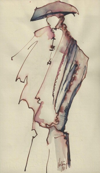Рисунок под названием "Mode" - André Colpin, Подлинное произведение искусства, Чернила