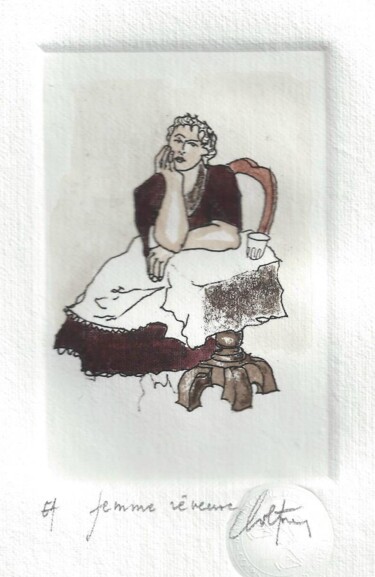 Отпечатки и Гравюры под названием "Femme rêveuse" - André Colpin, Подлинное произведение искусства, Травление