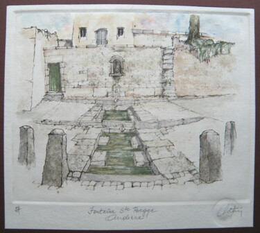 Printmaking titled "Andenne - Fontaine…" by André Colpin, Original Artwork, Etching