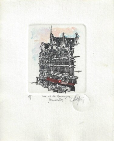 Отпечатки и Гравюры под названием "Bruxelles - rue de…" - André Colpin, Подлинное произведение искусства, Травление