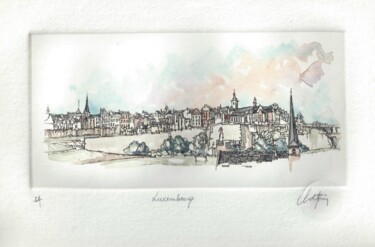 Estampas & grabados titulada "Luxembourg Panorama" por André Colpin, Obra de arte original, Aguafuerte