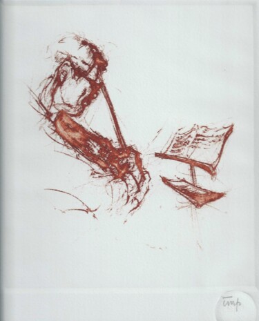 Druckgrafik mit dem Titel ""Violoniste" gravé…" von André Colpin, Original-Kunstwerk, Radierung