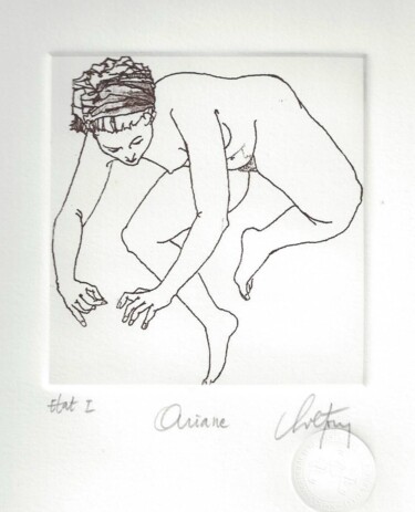 Druckgrafik mit dem Titel "Ariane" von André Colpin, Original-Kunstwerk, Radierung