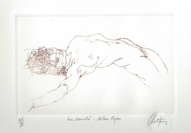 Druckgrafik mit dem Titel "Nu couché selon Egon" von André Colpin, Original-Kunstwerk, Radierung