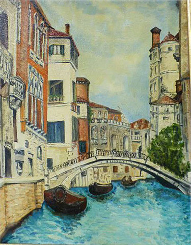 Schilderij getiteld "Venise Italie" door André Goinaud, Origineel Kunstwerk, Olie