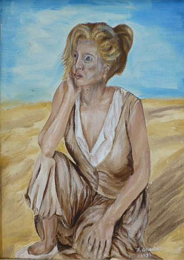 Painting titled "la saharienne" by André Goinaud, Original Artwork, Oil