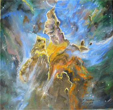 Painting titled "la montagne mystique" by André Goinaud, Original Artwork, Oil