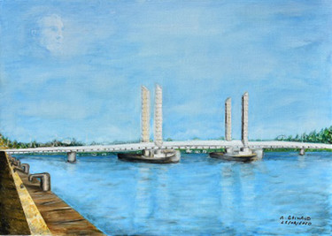 Картина под названием "Pont Jacques  CHABA…" - André Goinaud, Подлинное произведение искусства, Масло Установлен на Деревянн…