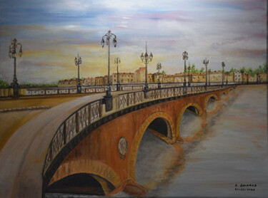 Painting titled "Pont de Pierre de B…" by André Goinaud, Original Artwork, Oil Mounted on Wood Stretcher frame