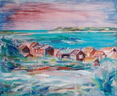 Peinture intitulée "village de röder en…" par André Gueydon, Œuvre d'art originale, Huile