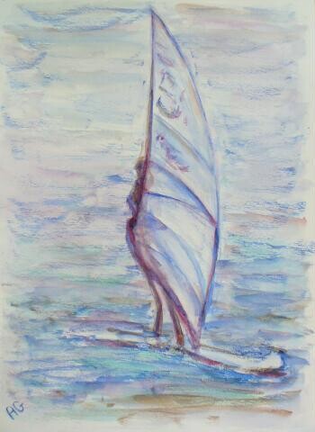 Painting titled "toute voile dehors" by André Gueydon, Original Artwork, Oil