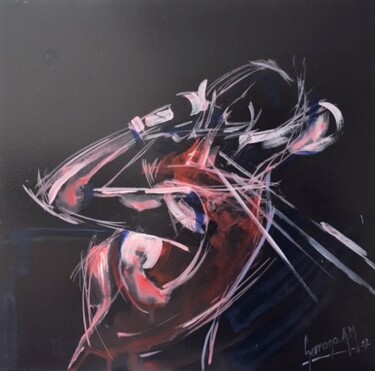 Pittura intitolato "la-dame-en-rouge." da Andre Marc Serrano, Opera d'arte originale, Acrilico