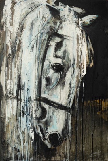 Peinture intitulée "coulure de crin" par Andre Marc Serrano, Œuvre d'art originale, Acrylique Monté sur Châssis en bois