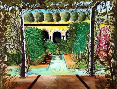 Peinture intitulée "jardin espagnol d'E…" par André Marthe, Œuvre d'art originale, Huile