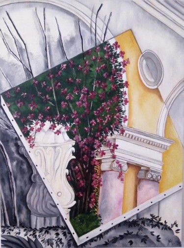 Peinture intitulée "jardin espagnol d'E…" par André Marthe, Œuvre d'art originale, Huile