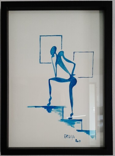 Drawing titled "Le penseur ll" by André Roeser, Original Artwork, Acrylic