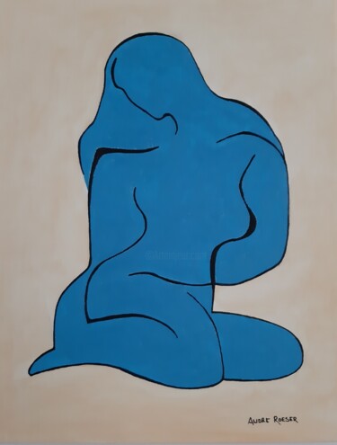 Painting titled "Vénus bleue" by André Roeser, Original Artwork, Acrylic Mounted on Wood Stretcher frame