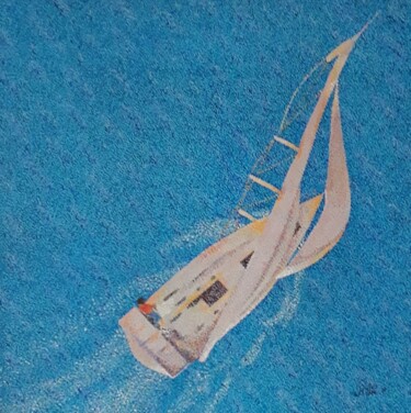 Pittura intitolato "un voilier" da Andre Rollet, Opera d'arte originale, Acrilico Montato su Telaio per barella in legno