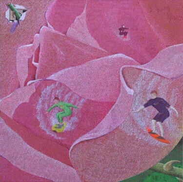 Pittura intitolato "les vagues roses" da Andre Rollet, Opera d'arte originale, Acrilico
