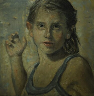 「Portrait of Cousin:…」というタイトルの絵画 Andrea Aleksicによって, オリジナルのアートワーク, オイル