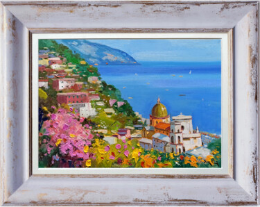 Painting titled "ONE DAY IN POSITANO…" by Andrea Borella, Original Artwork, Oil Mounted on Wood Stretcher frame