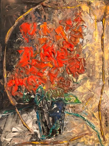 Painting titled "fiori, vaso, spirit…" by Andrea Collemaggio, Original Artwork, Acrylic