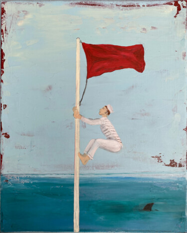 Painting titled "Red flag" by Andrea Eisenberger, Original Artwork, Acrylic