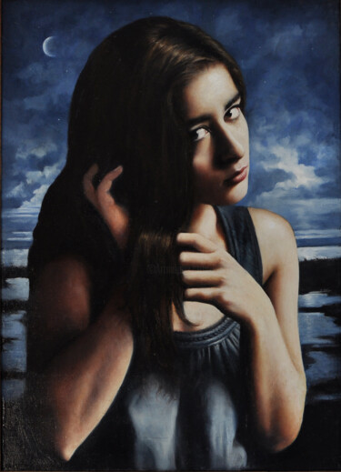 Painting titled "GRETA" by Andrea Esposito, Original Artwork, Oil